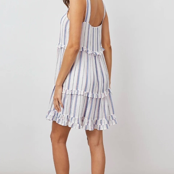 $198 Rails Sandy Tiered Dress in Tahiti Stripe size XL NWT Linen Rayon Cotton - Picture 3 of 16